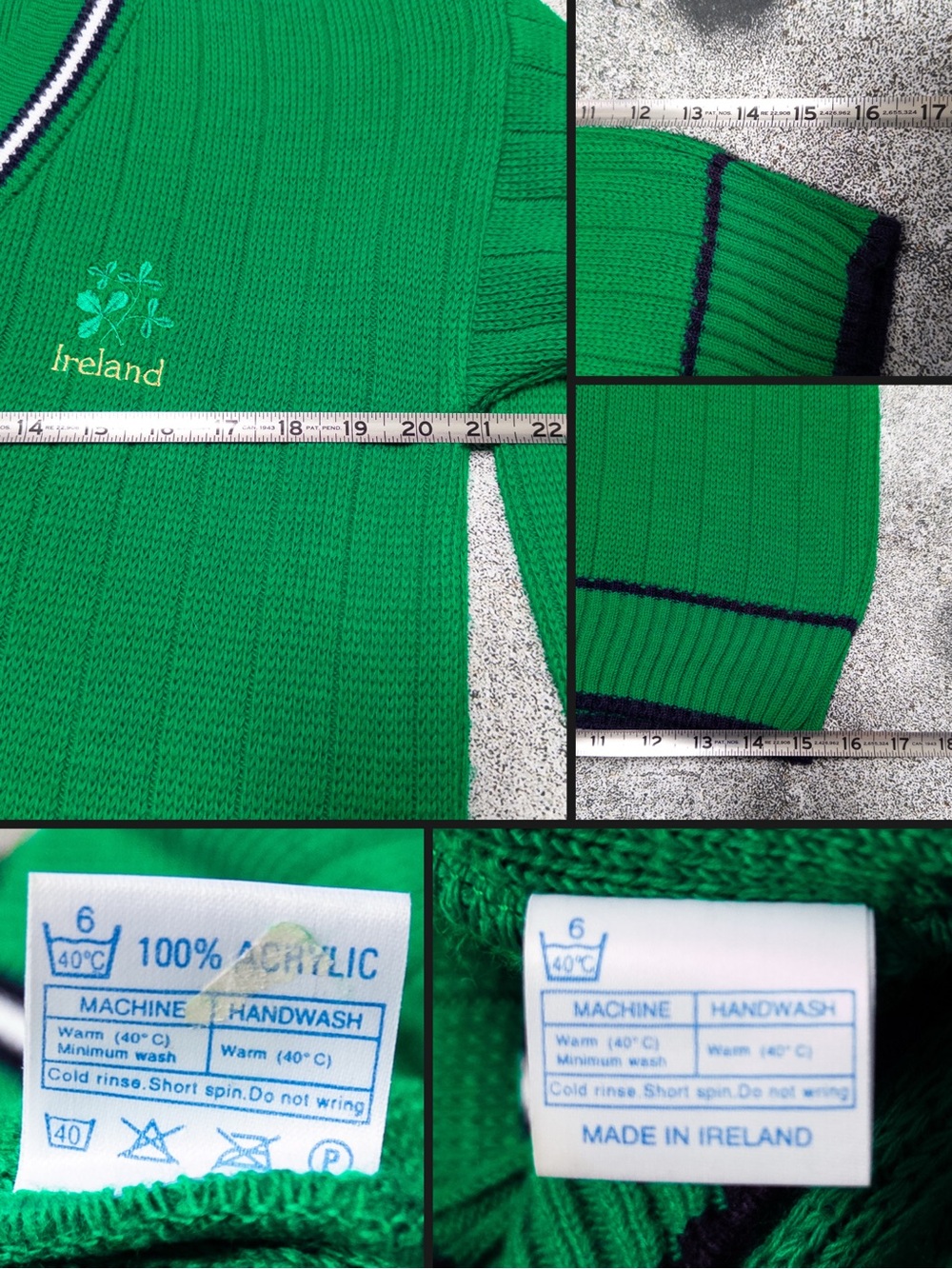 Celtic Country Ireland‎ Shamrock V-Neck Sweater Kelly Green, Men’s Size M - Picture 6 of 6